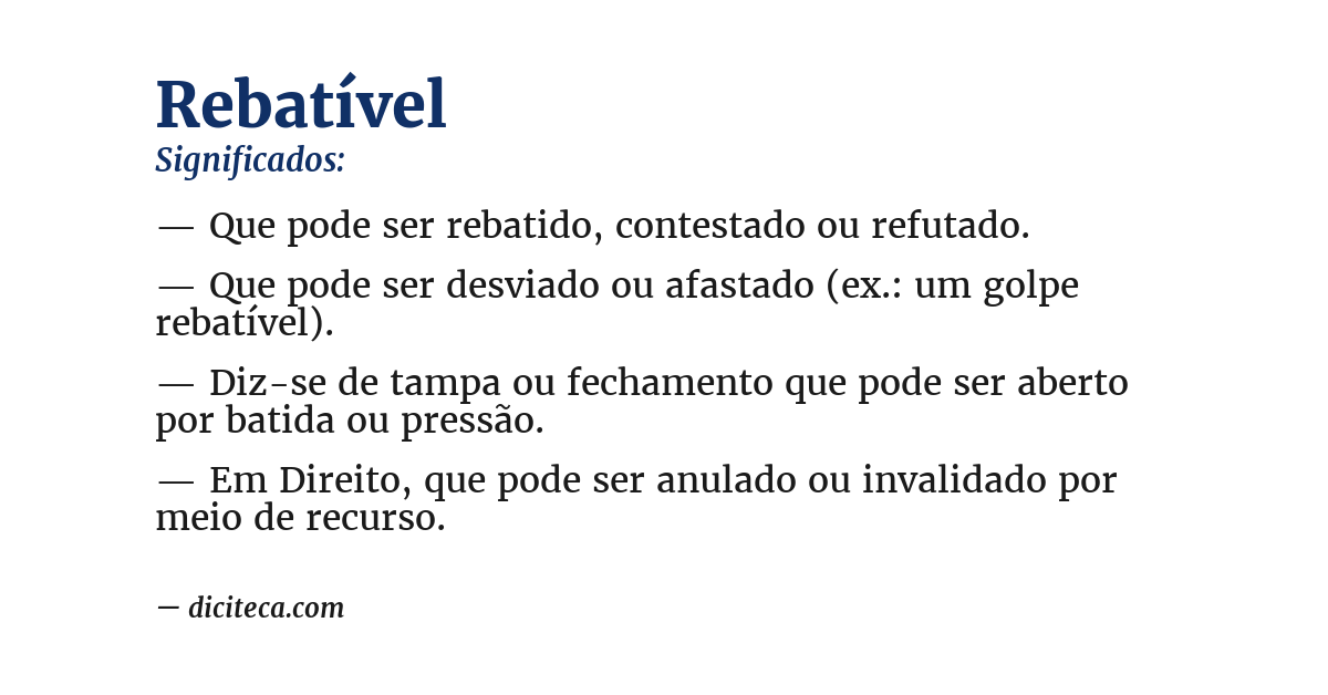 Significado de rebatível