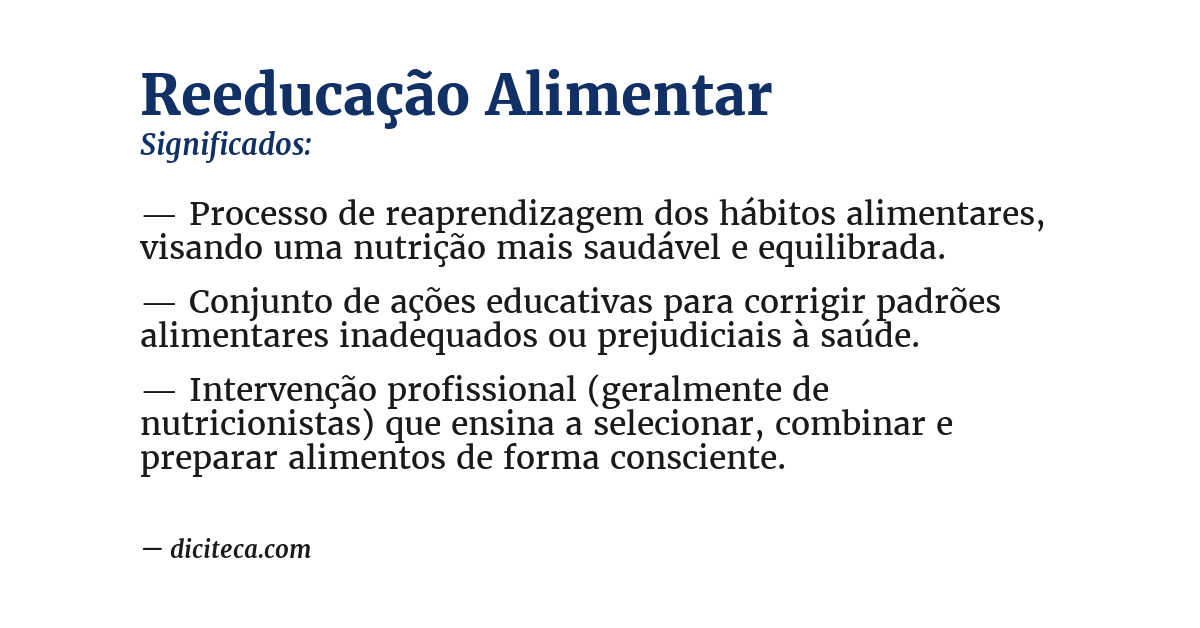 Significado de reeducação alimentar