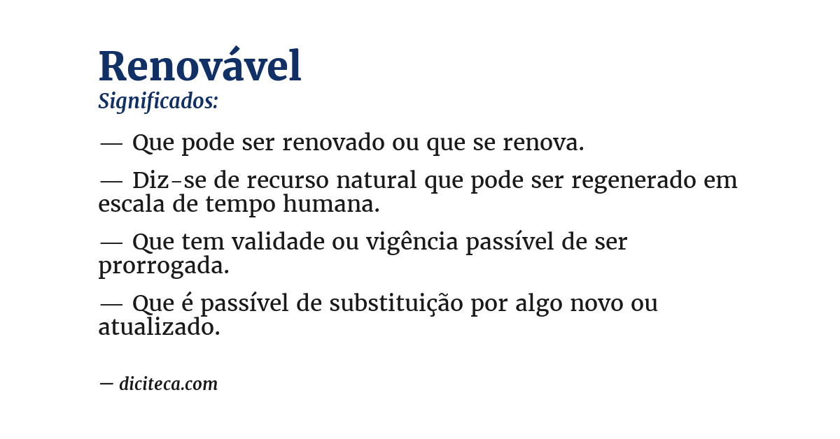 Significado de renovável