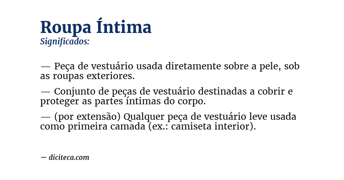 Significado de roupa íntima