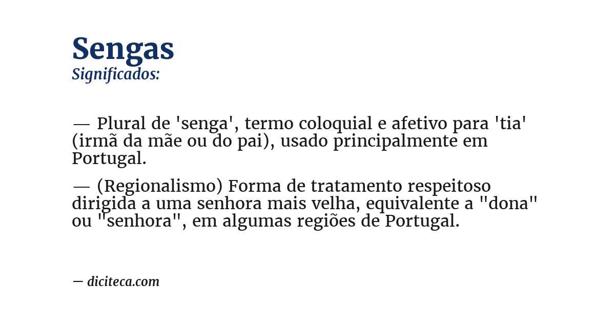 Significado de sengas
