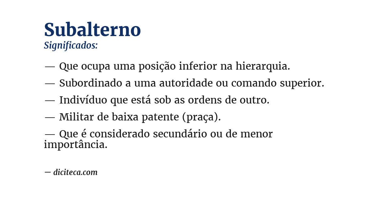 Significado de subalterno