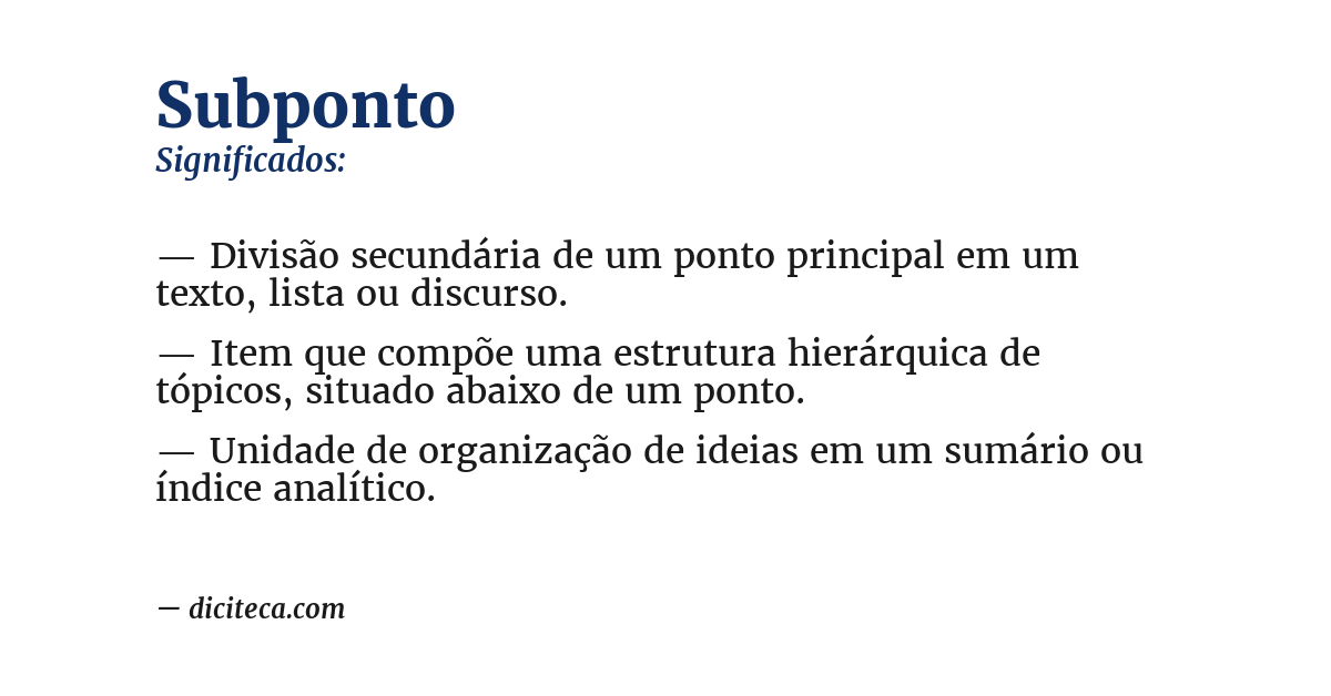 Significado de subponto