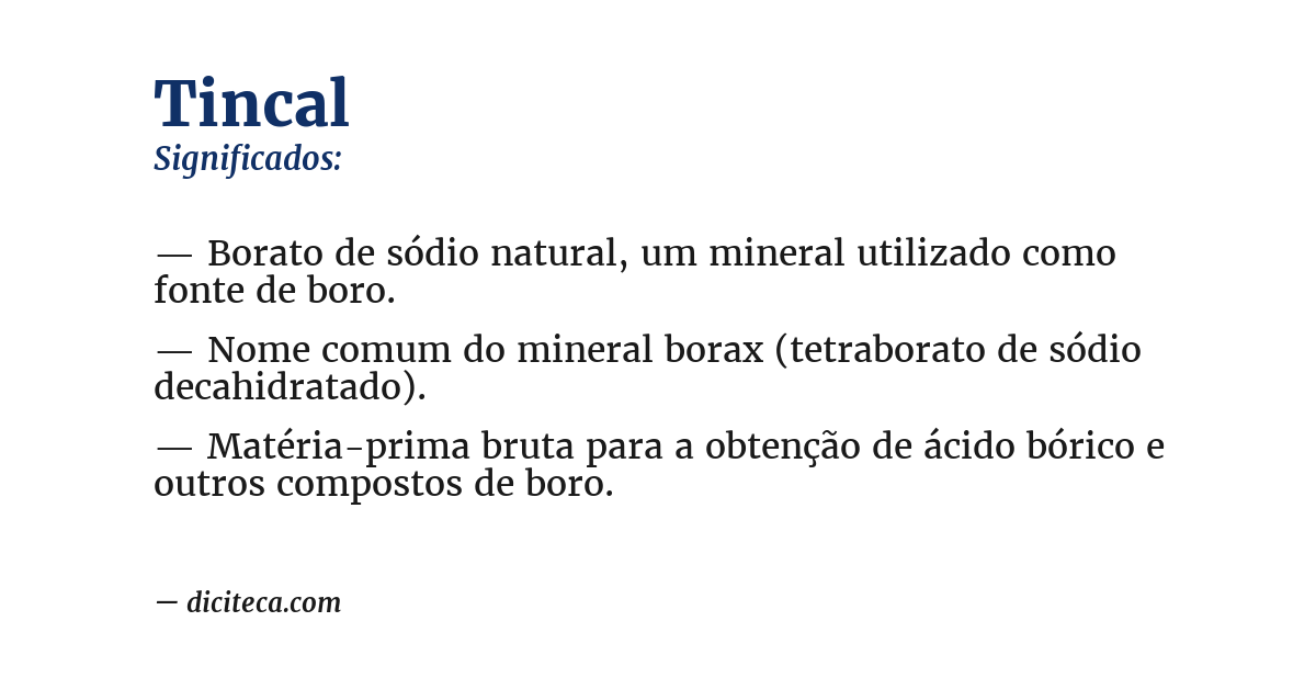 Significado de tincal