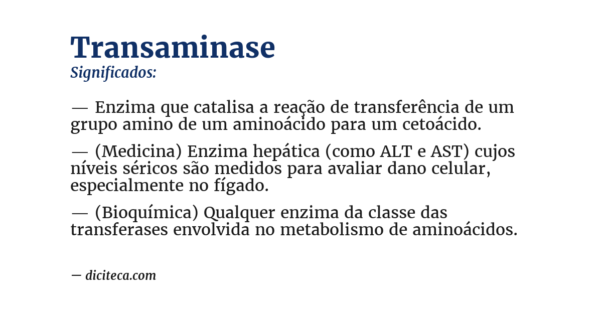 Significado de transaminase