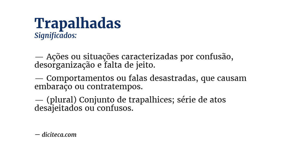 Significado de trapalhadas