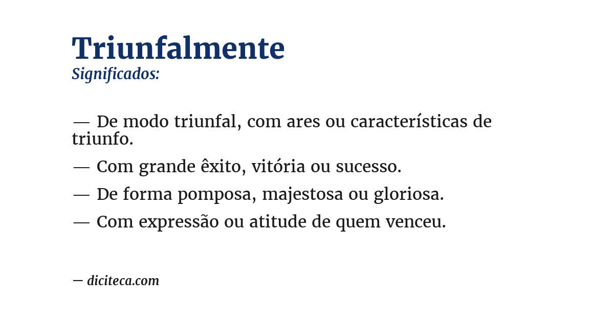 Significado de triunfalmente
