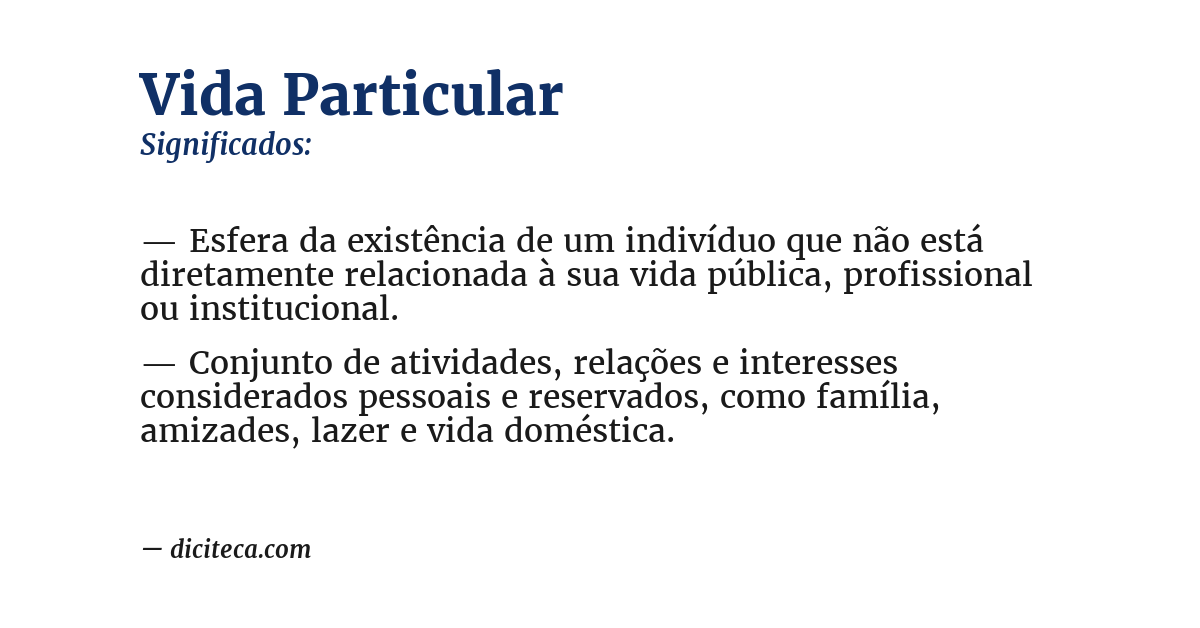 Significado de vida particular