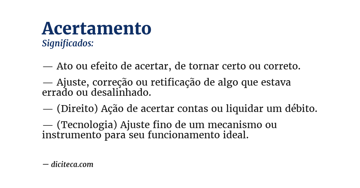 Significado de acertamento