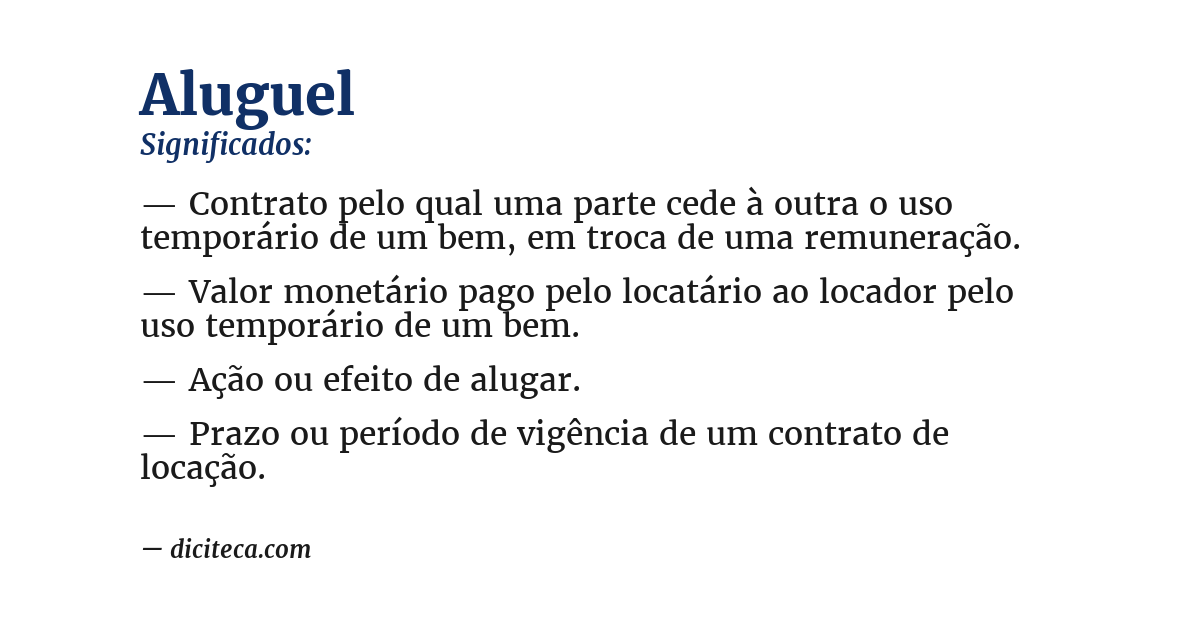 Significado de aluguel