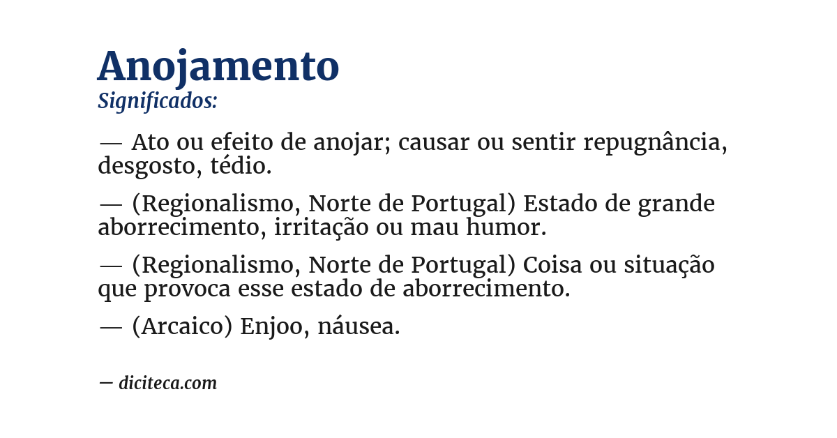 Significado de anojamento