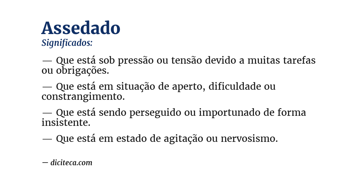 Significado de assedado