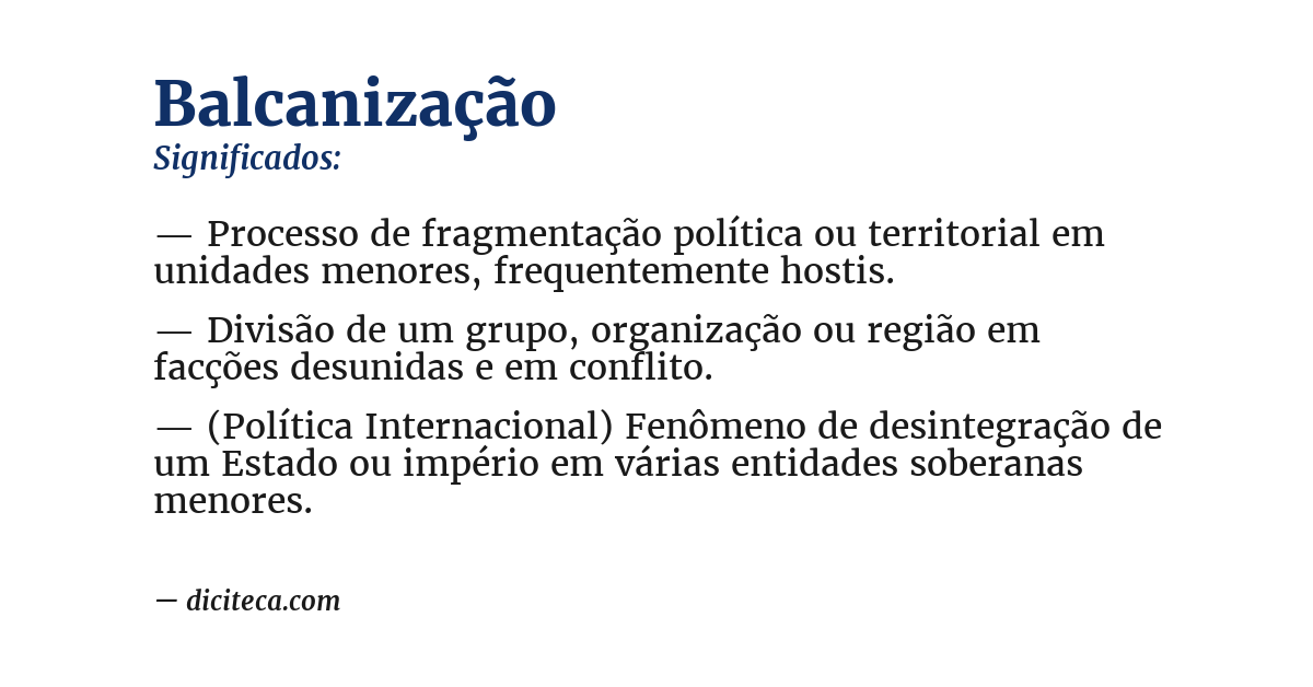 Significado de balcanização