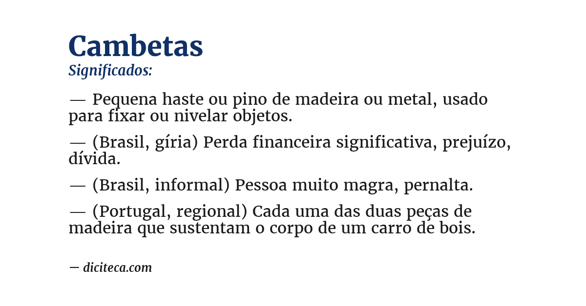 Significado de cambetas