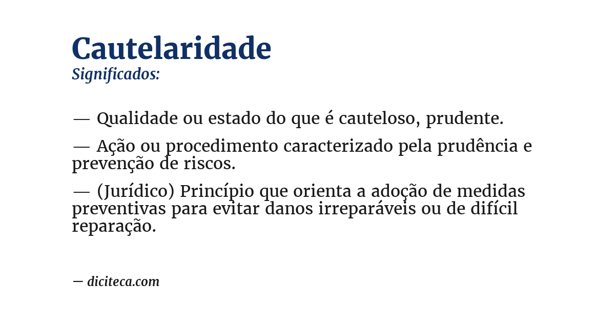 Significado de cautelaridade