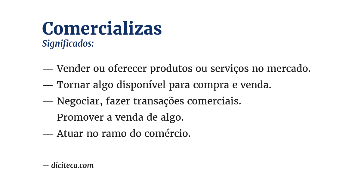 Significado de comercializas