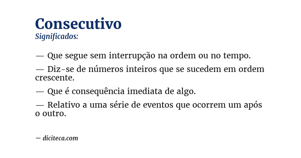 Significado de consecutivo