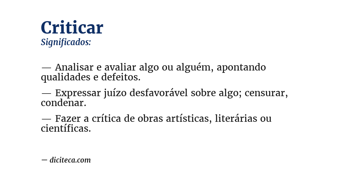 Significado de criticar