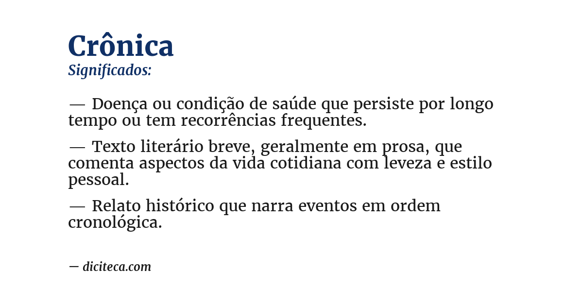 Significado de crônica