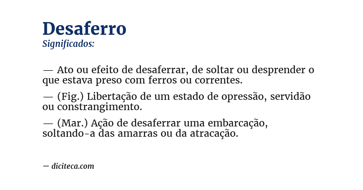 Significado de desaferro
