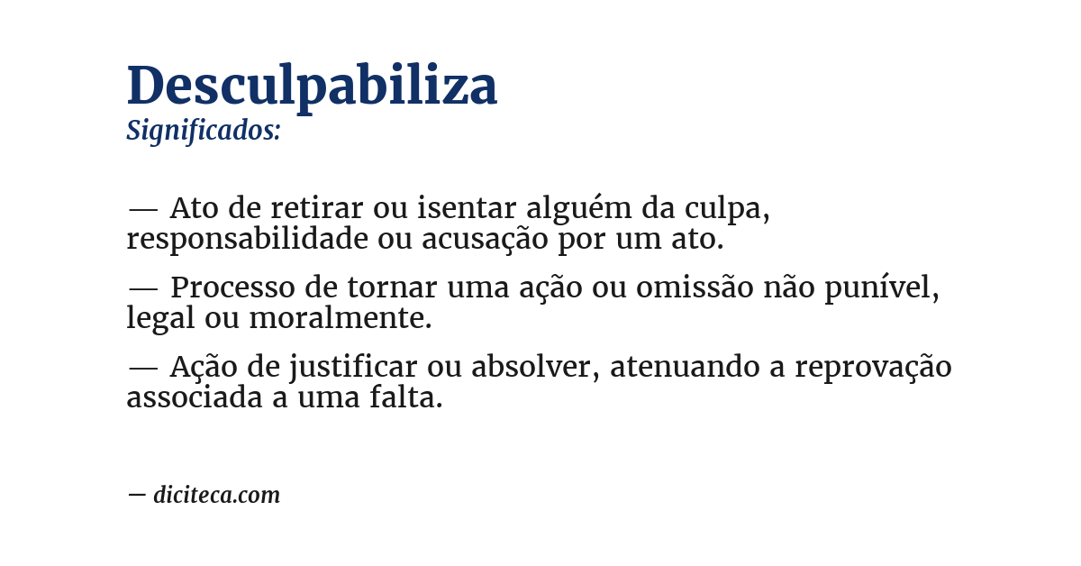 Significado de desculpabiliza