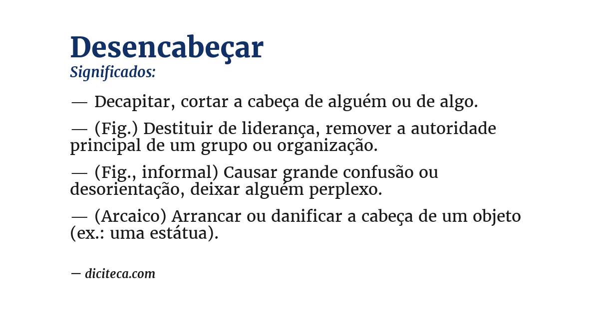 Significado de desencabeçar