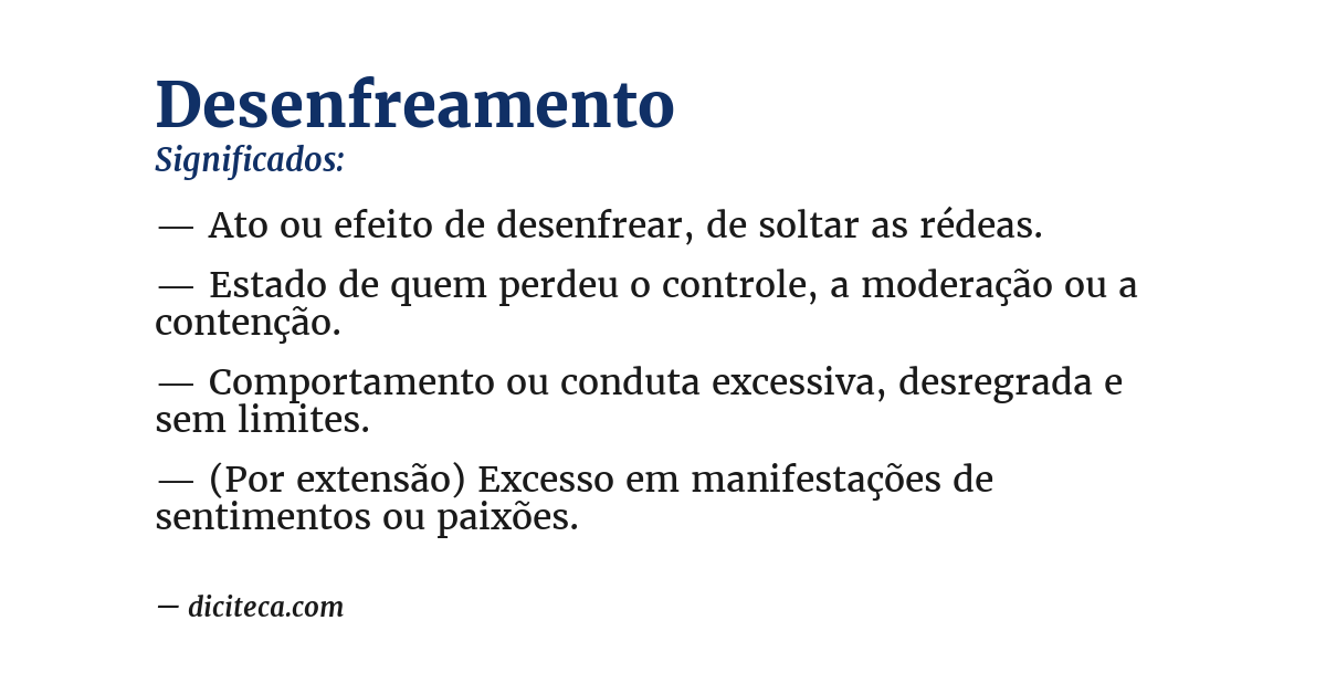 Significado de desenfreamento