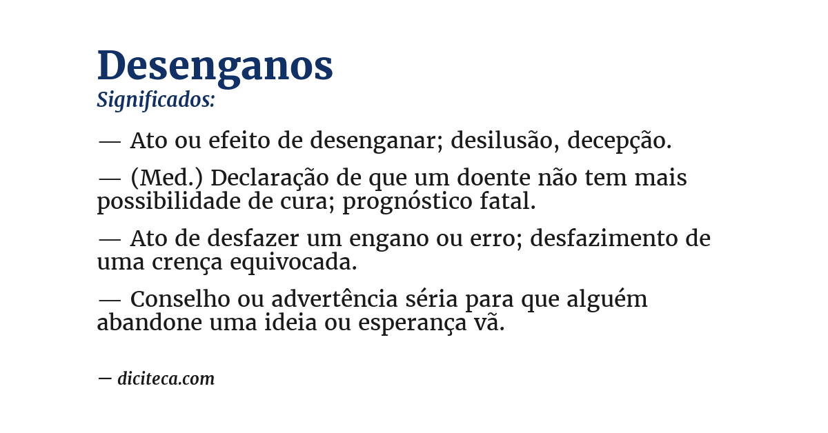 Significado de desenganos