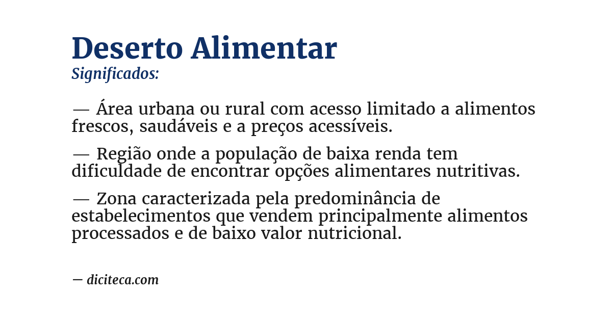 Significado de deserto alimentar
