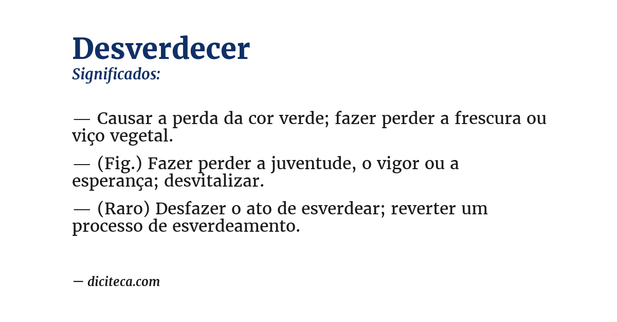 Significado de desverdecer