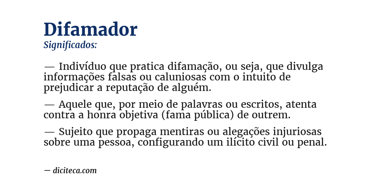 Significado de difamador
