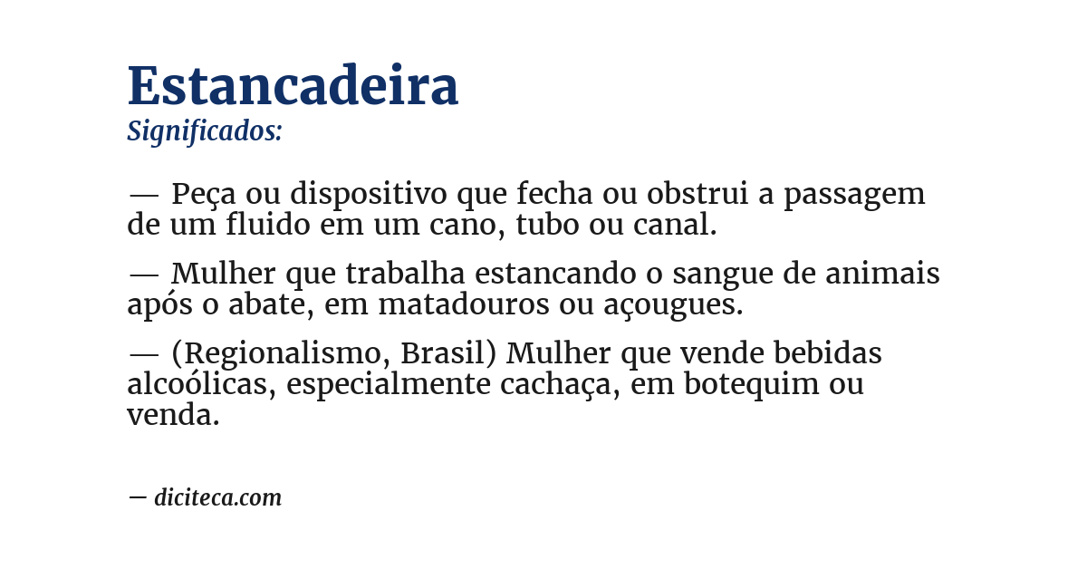 Significado de estancadeira