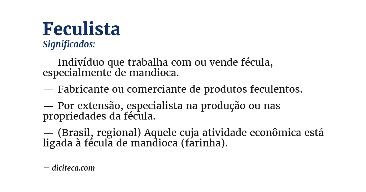 Significado de feculista