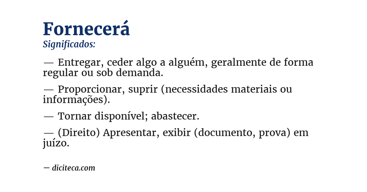 Significado de fornecerá