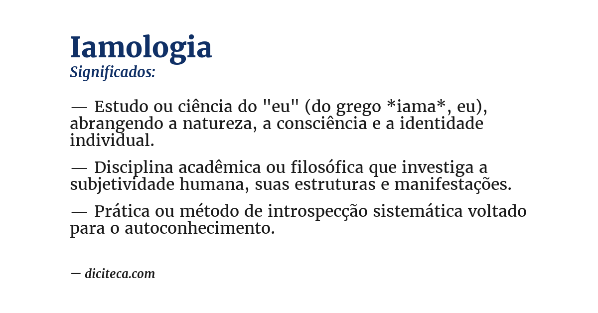 Significado de iamologia