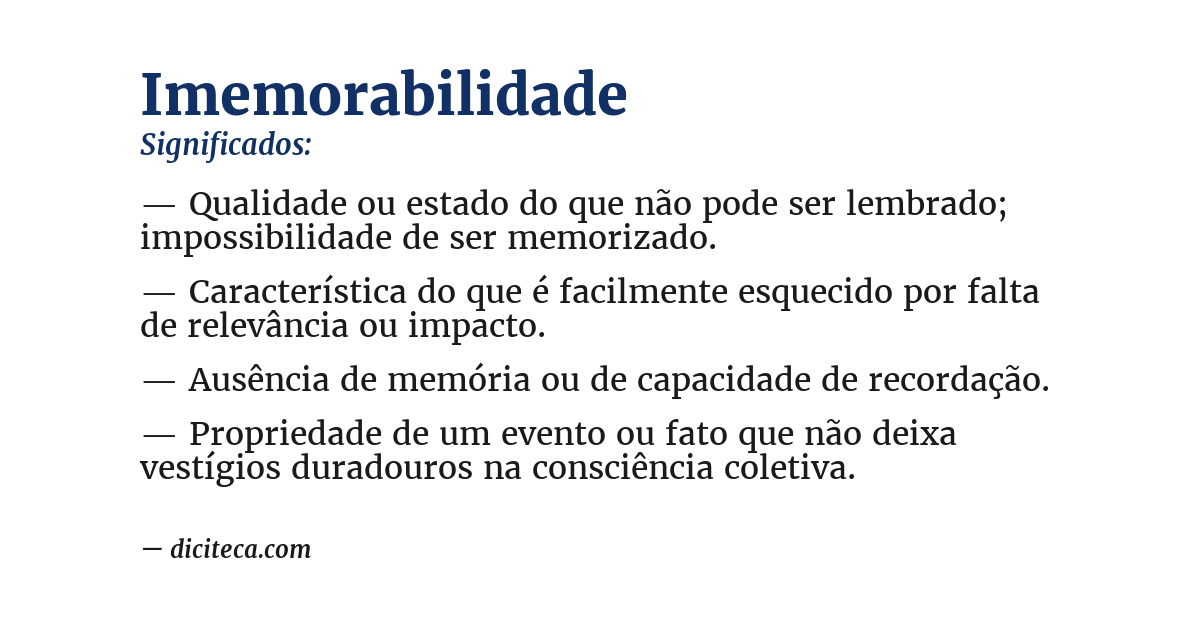 Significado de imemorabilidade