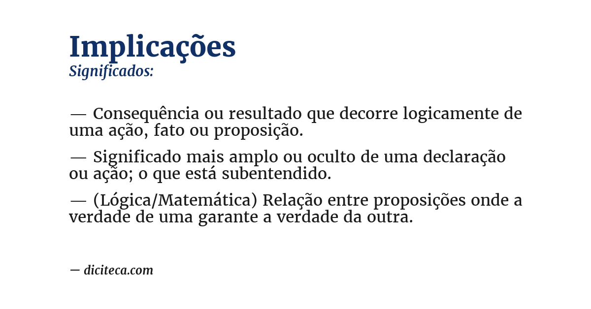 Significado de implicações