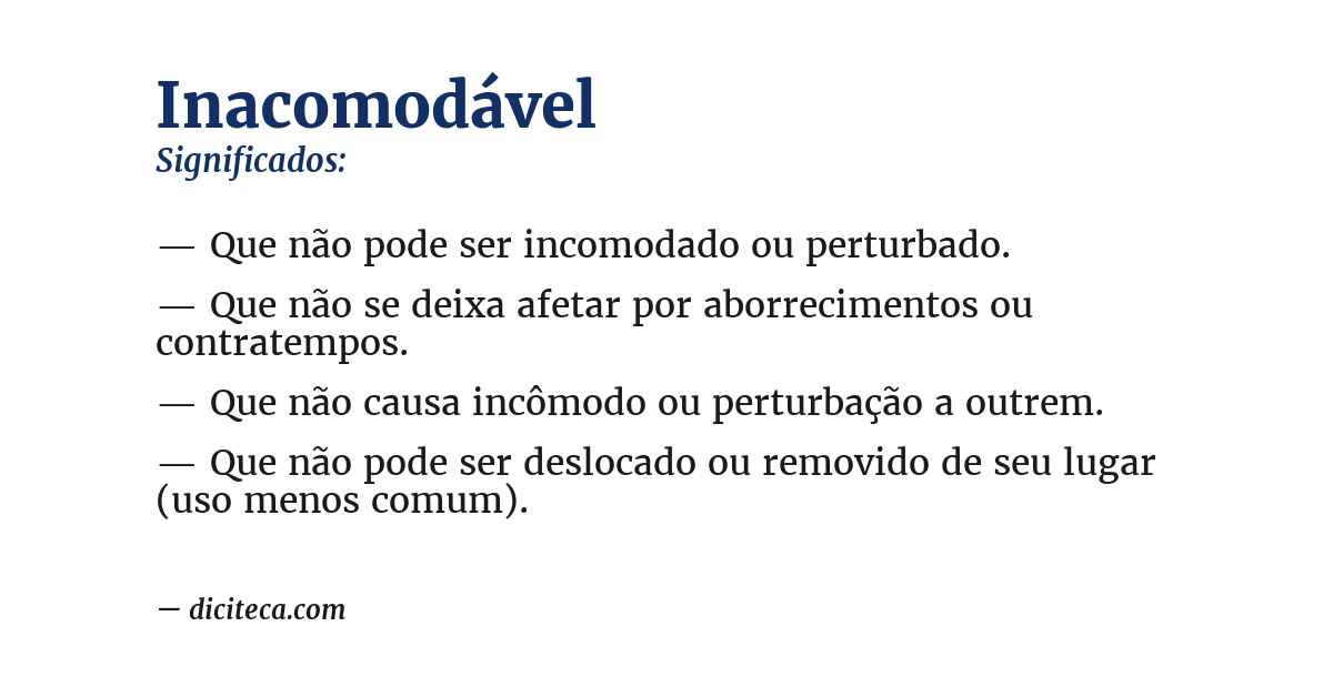 Significado de inacomodável