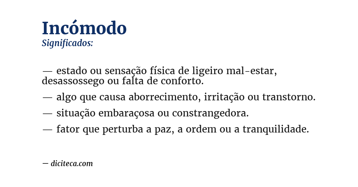 Significado de incómodo