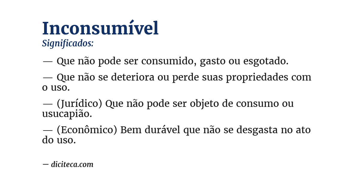 Significado de inconsumível