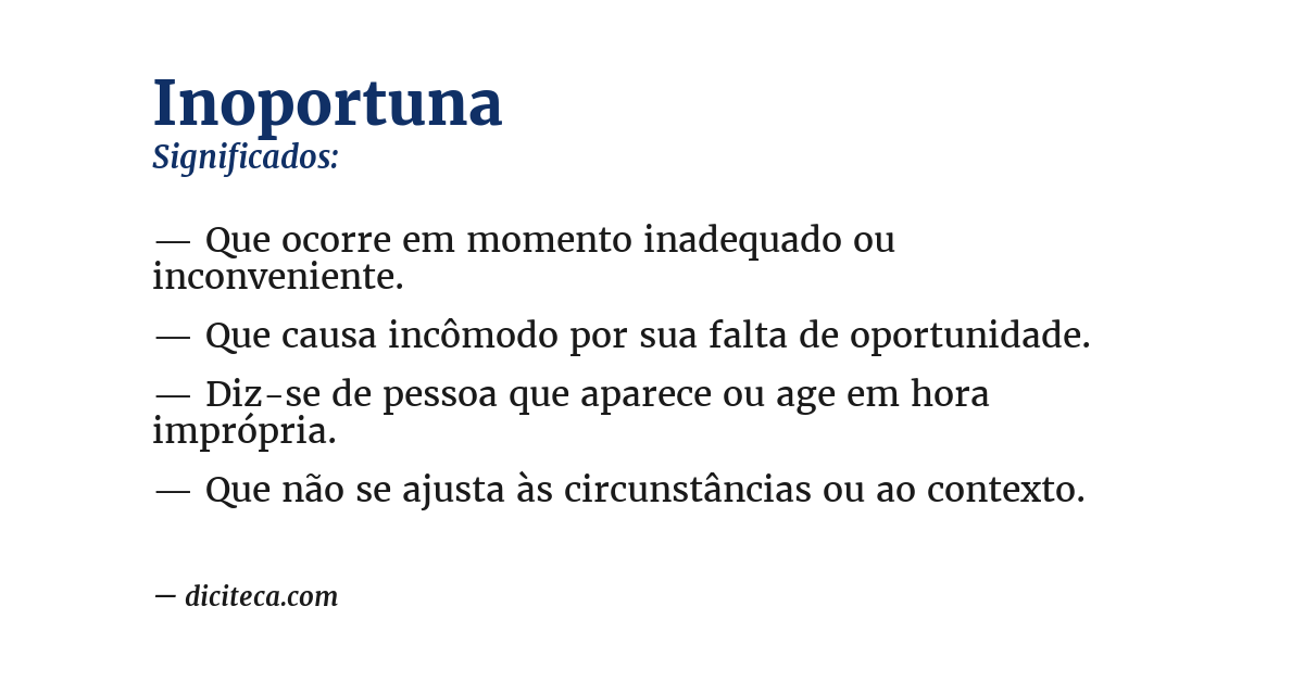 Significado de inoportuna