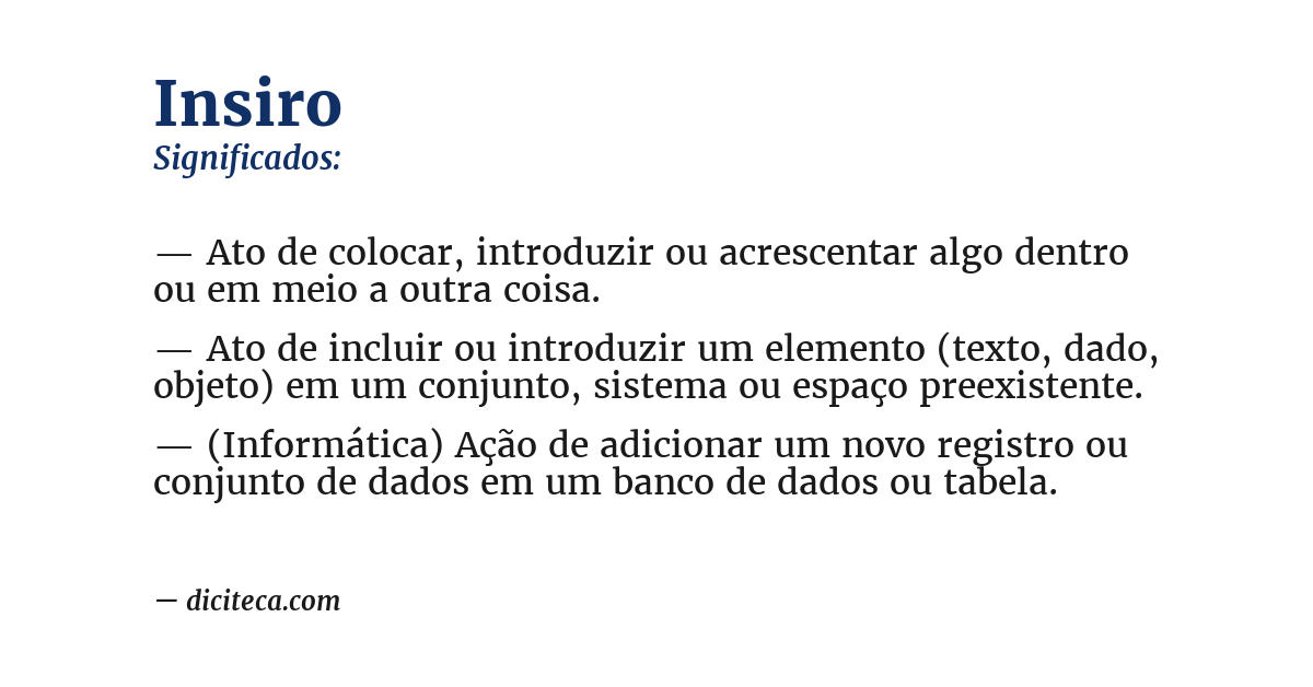 Significado de insiro