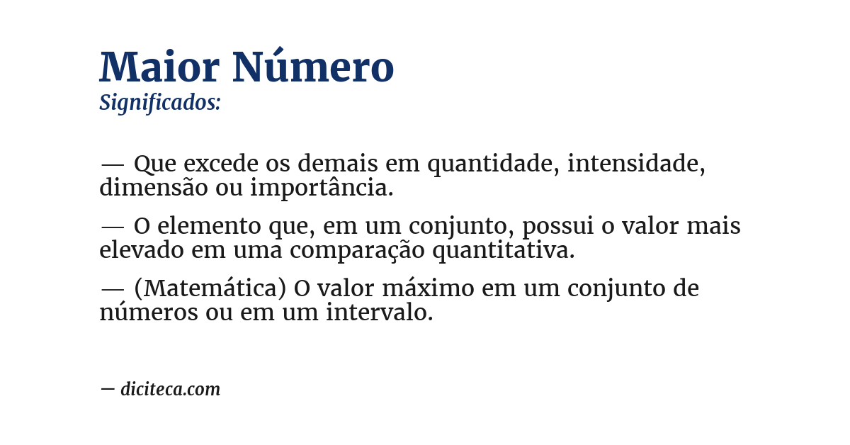 Significado de maior número