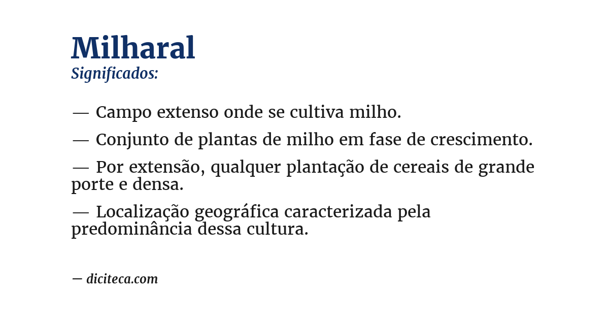 Significado de milharal