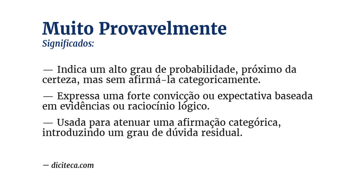 Significado de muito provavelmente