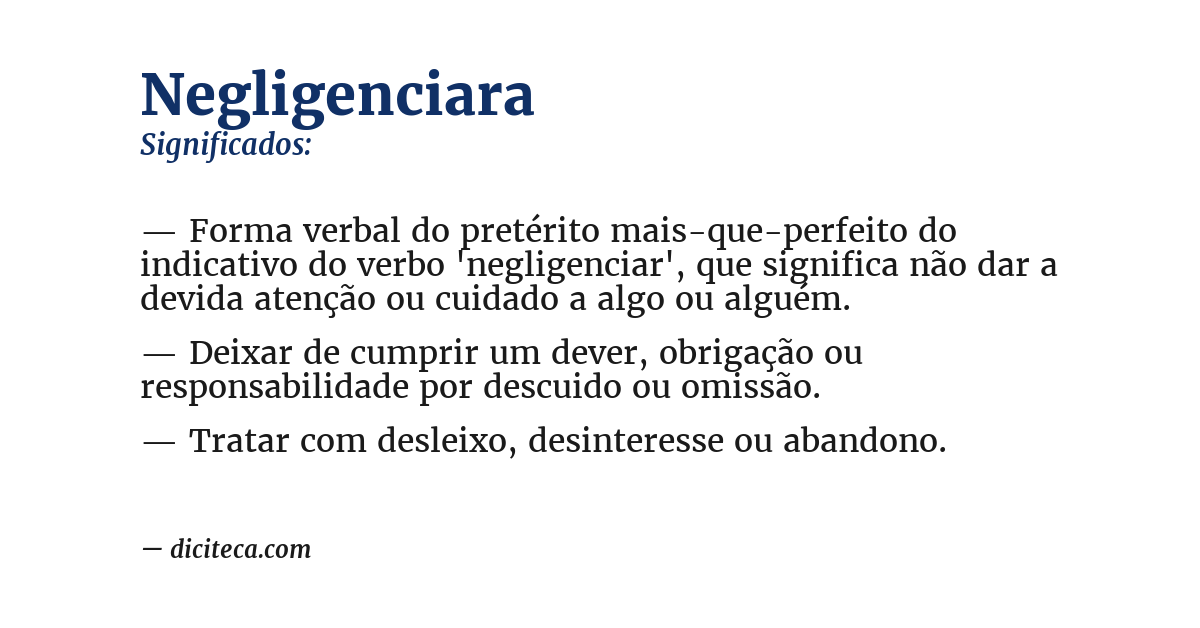 Significado de negligenciara