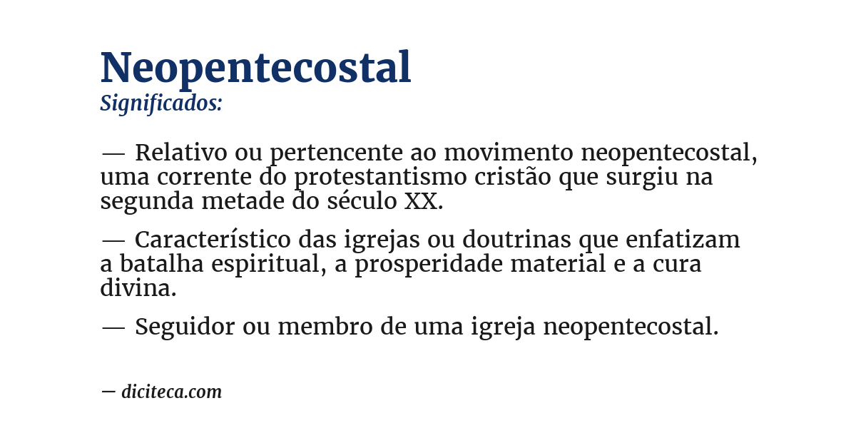 Significado de neopentecostal
