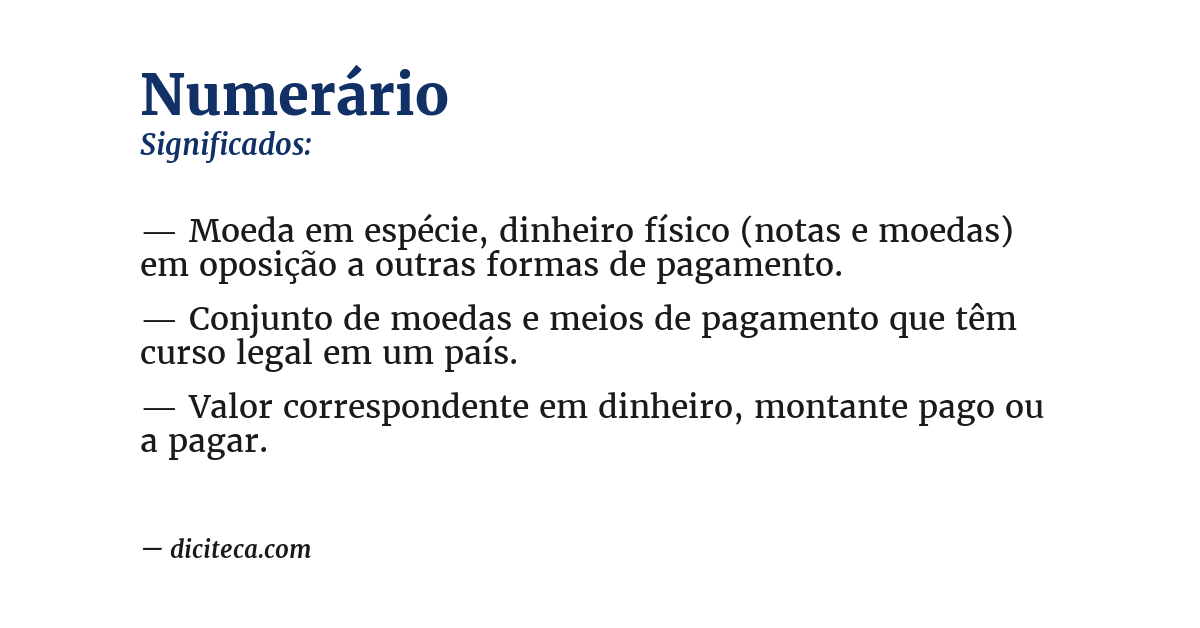 Significado de numerário