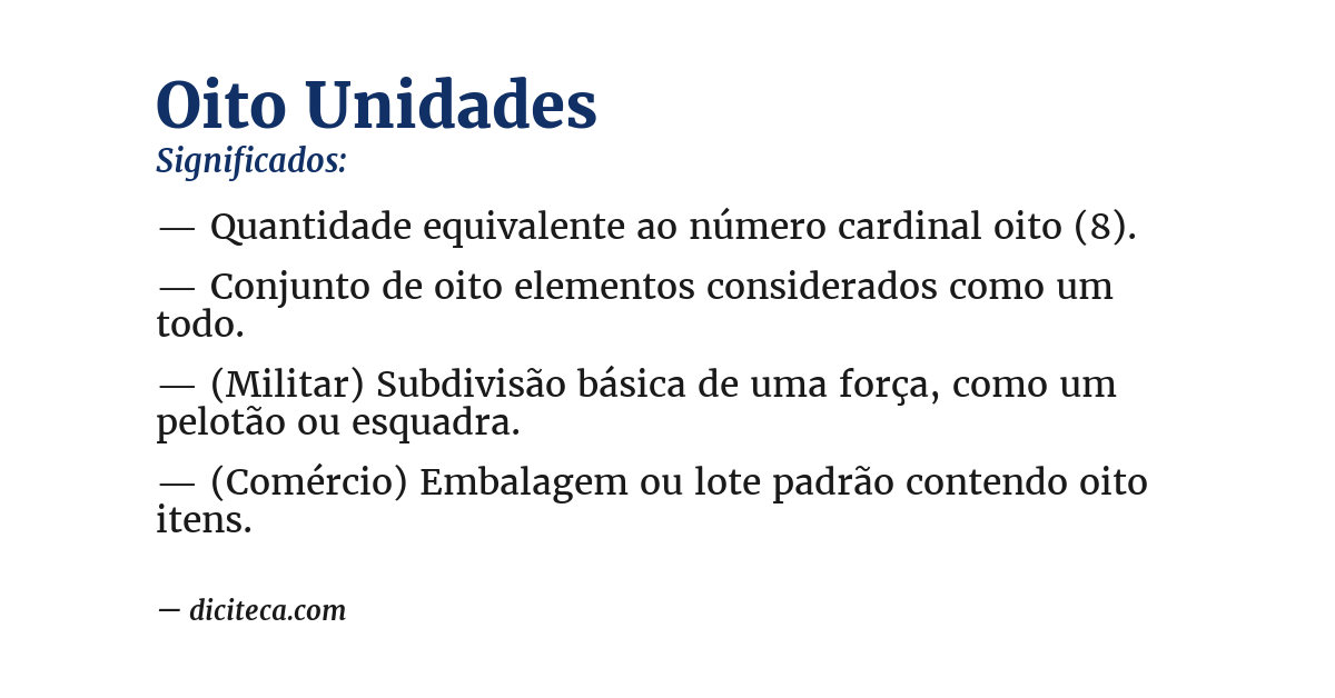 Significado de oito unidades