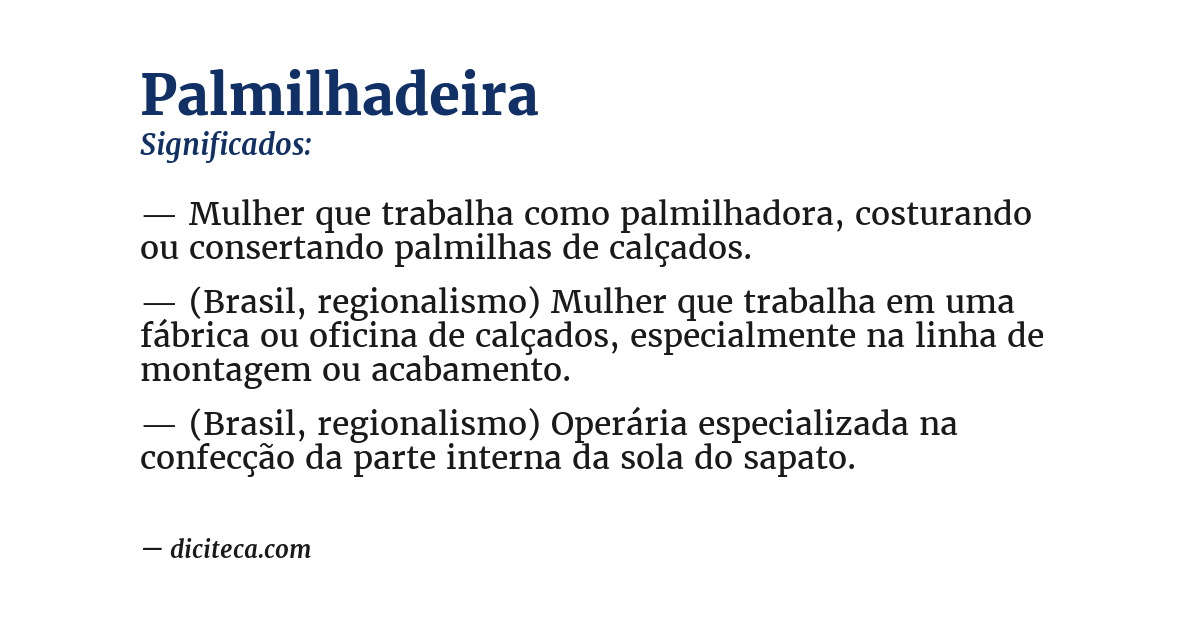 Significado de palmilhadeira